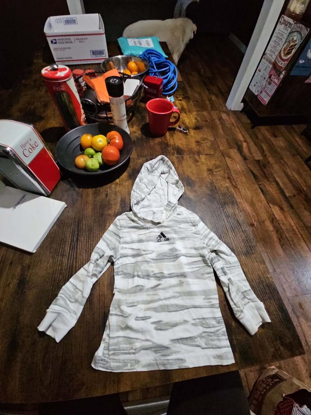 Adidas Camo Hoodie Size 2T White Gray